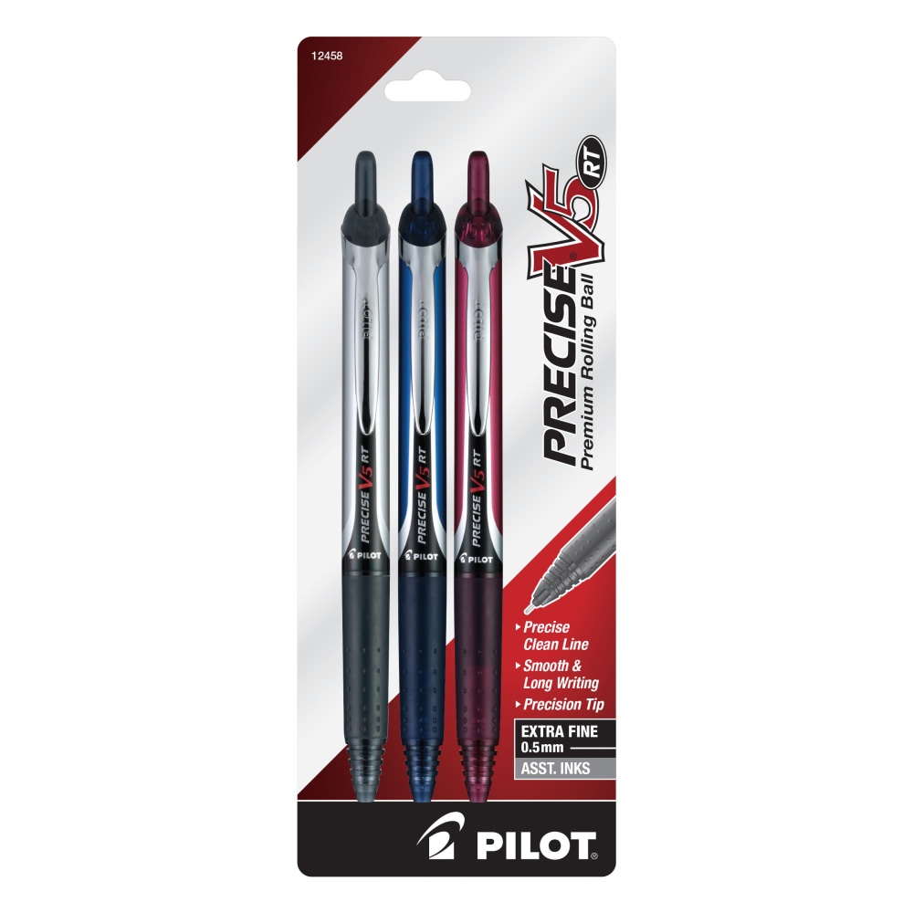 Pentel® EnerGel® Deluxe RTX Retractable Pens, Needle Point, 0.5 mm, Assorted Barrels, Blue Ink, Pack Of 3