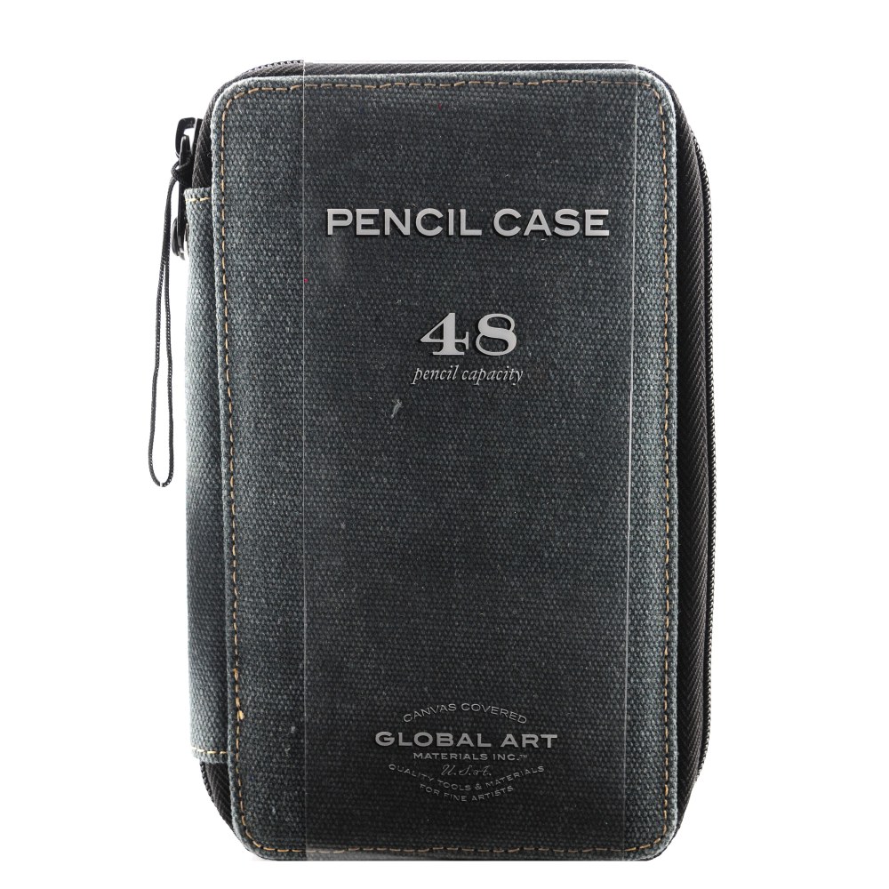 Global Art Canvas Pencil Case, 48-Pencil Capacity, Steel