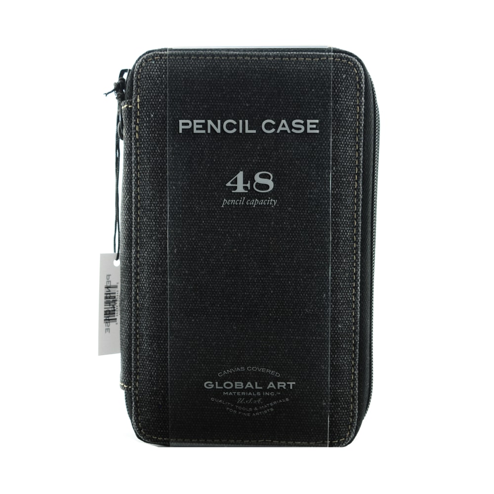 Global Art Canvas Pencil Case, 48-Pencil Capacity, Black