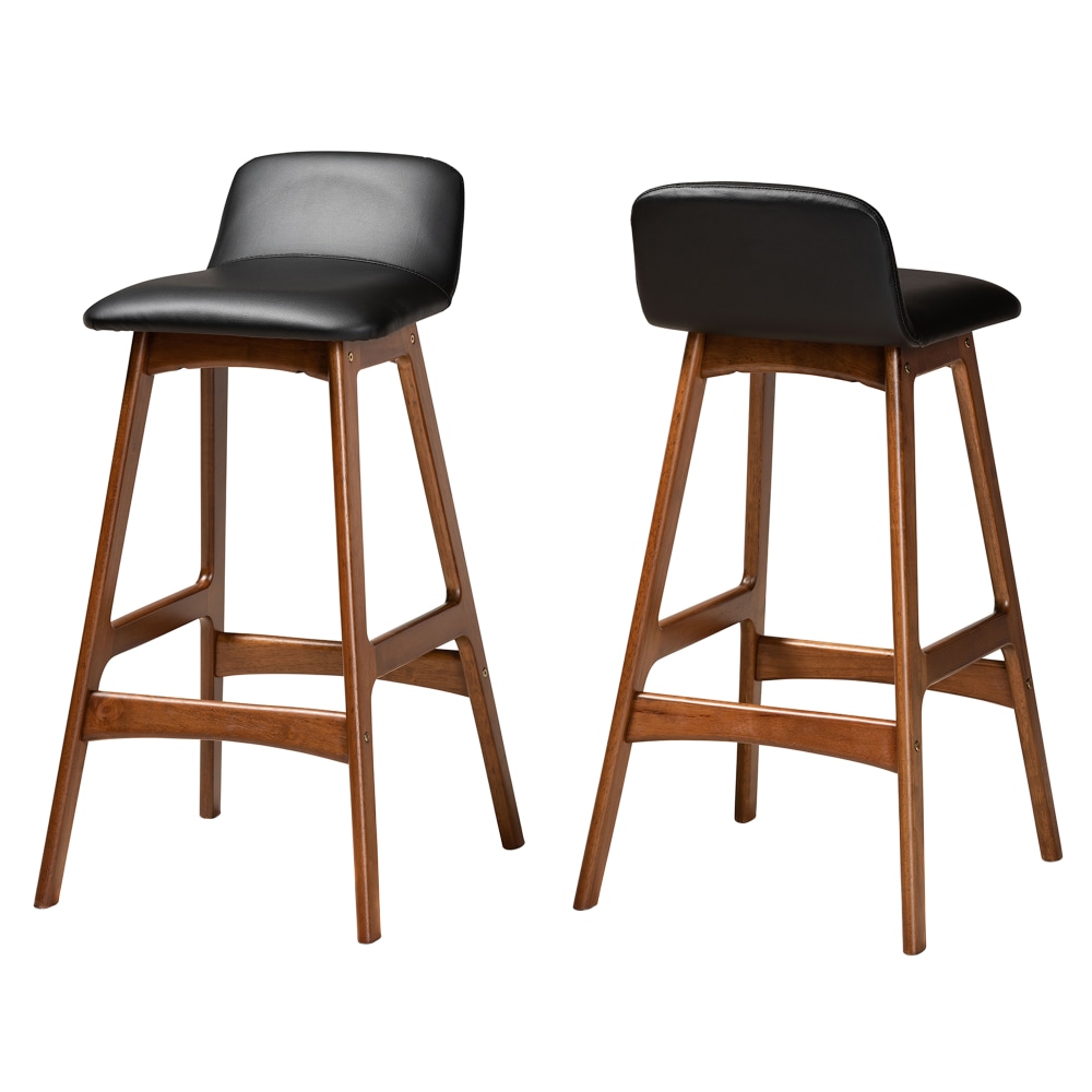 Baxton Studio Darrin Bar Stools, Black/Walnut, Set Of