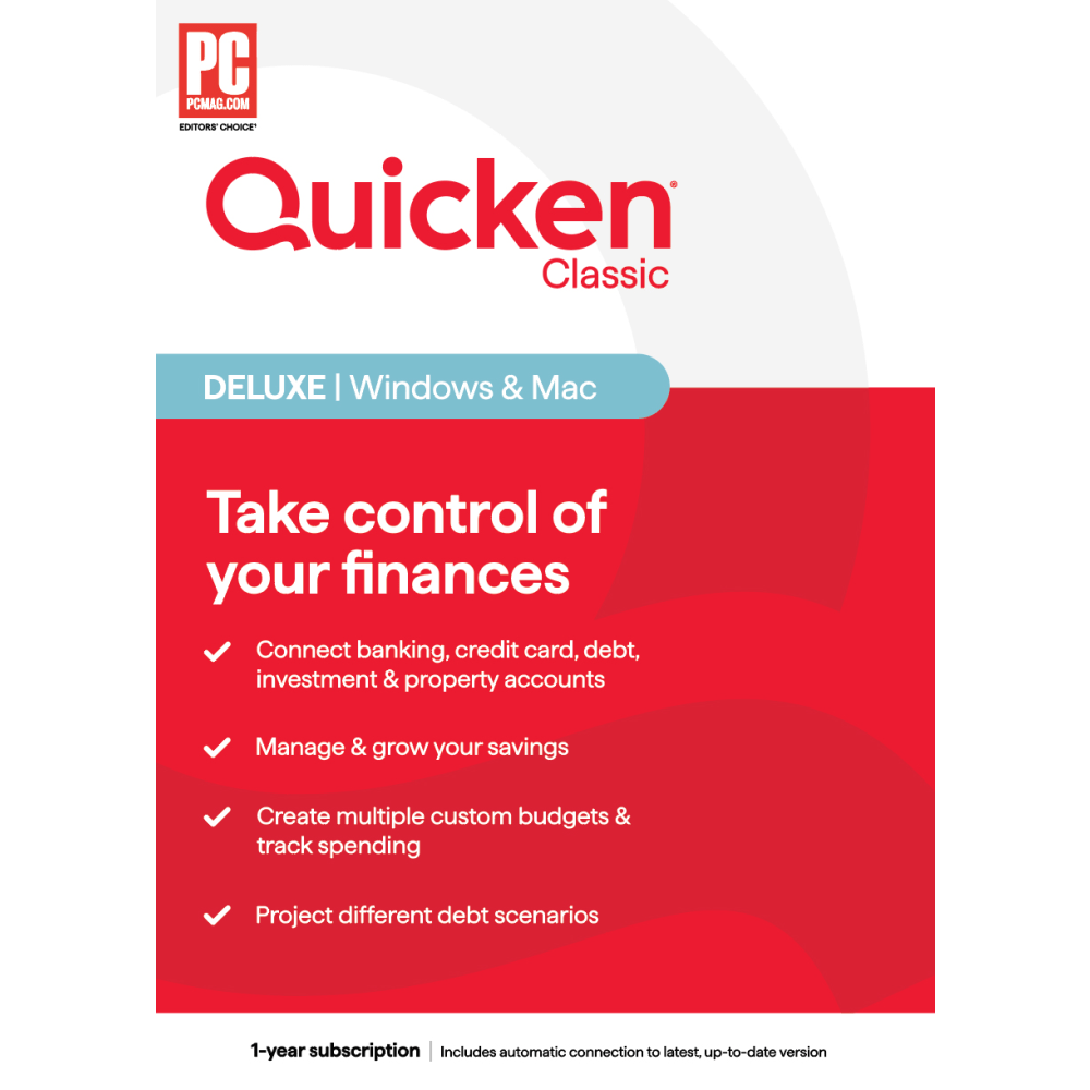 Quicken® Classic Deluxe, 1-Year Subscription, Windows®/Mac,