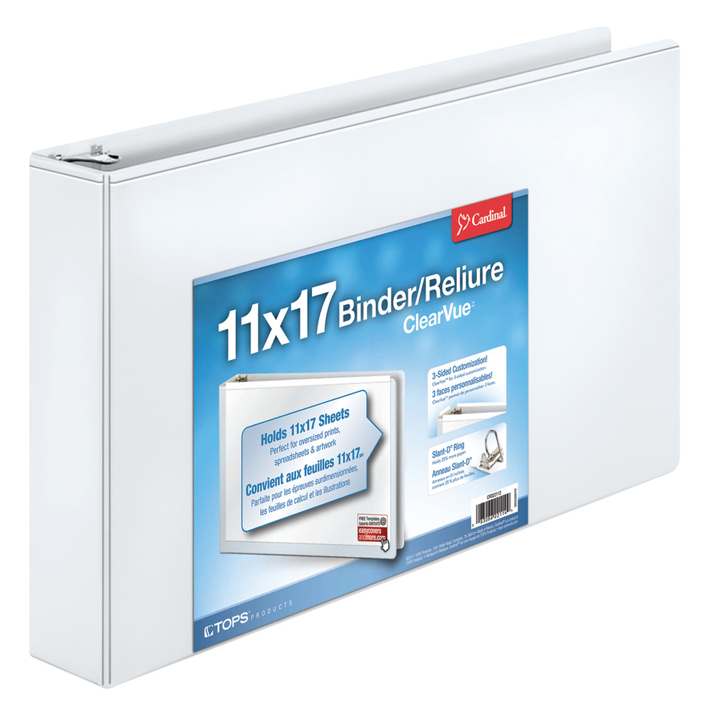 Cardinal® Slant-D® Ring Tabloid ClearVue™ 3-Ring Binder, 2"