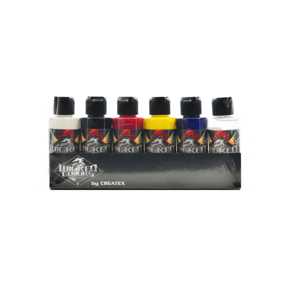 Createx Wicked Airbrush Color Set, Detail Primary Set,
