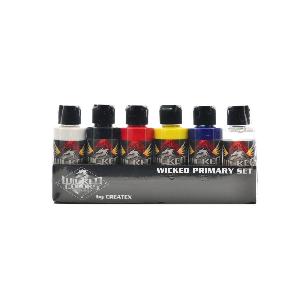 Createx Wicked Airbrush Color Set, Primary Set, 2