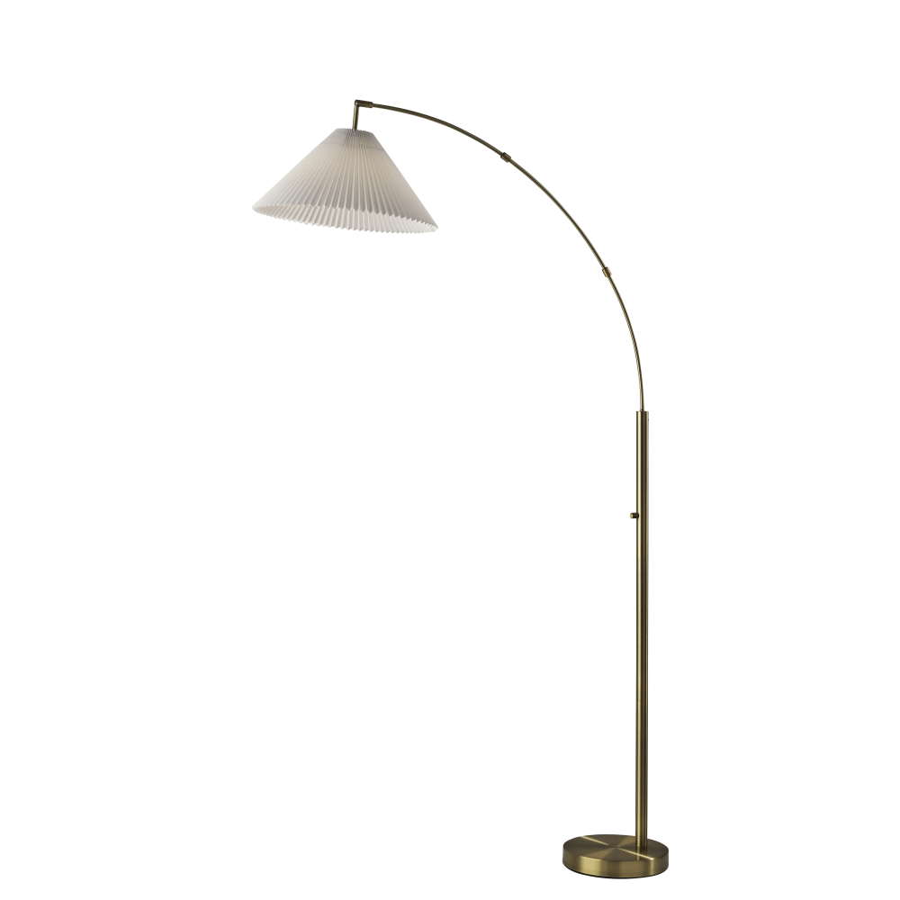 Adesso Delaney Arc Floor Lamp, 76”H, Off-White Shade/Antique