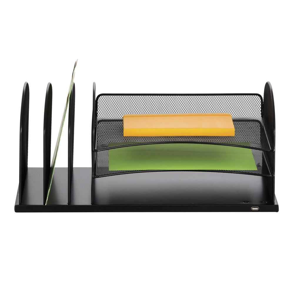Safco® USB Powered Onyx™ Mesh Desk Organizer, 3