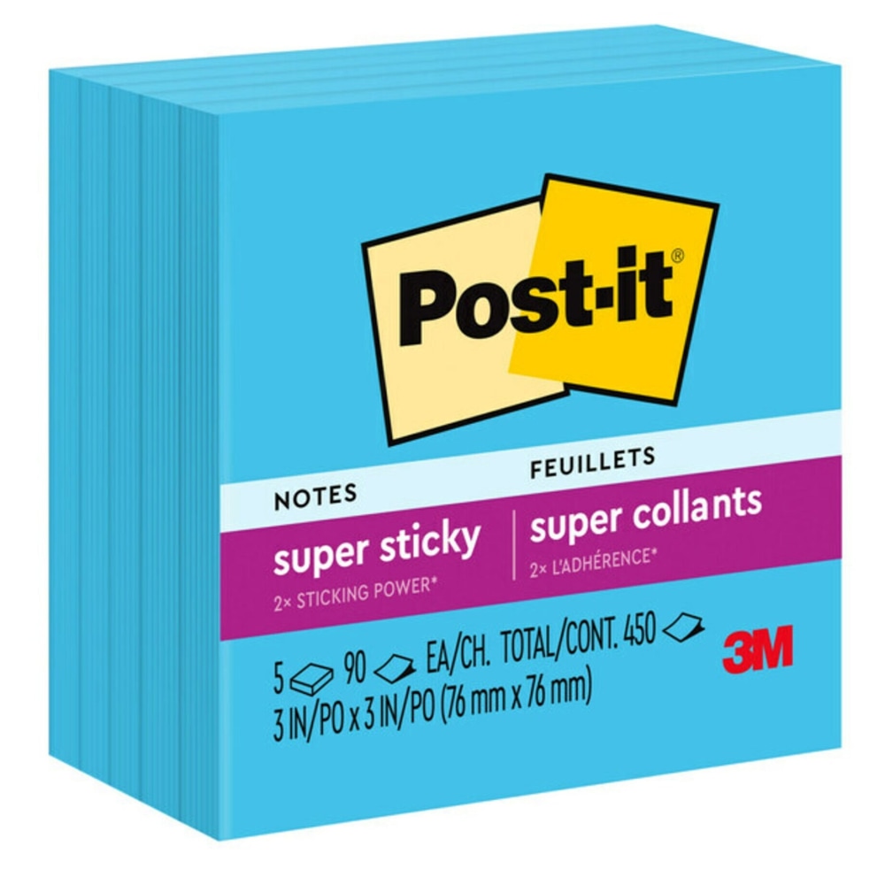 Post-it® Super Sticky Notes, 3" x 3", Electric