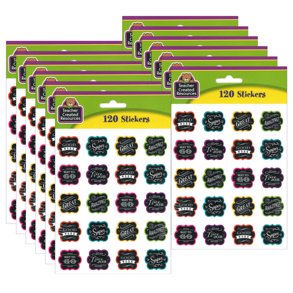 Teacher Created Resources® Stickers, Chalkboard Brights, 120