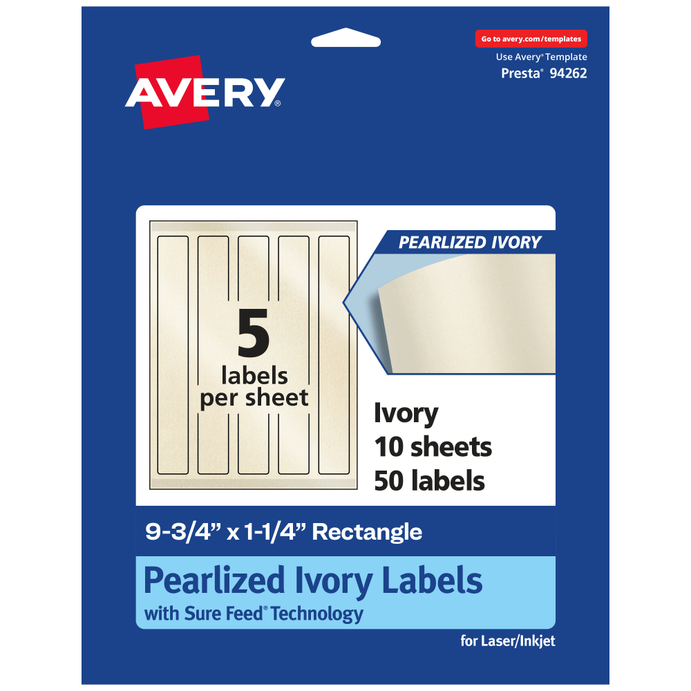 Avery® Pearlized Permanent Labels With Sure Feed®, 94262-PIP10,