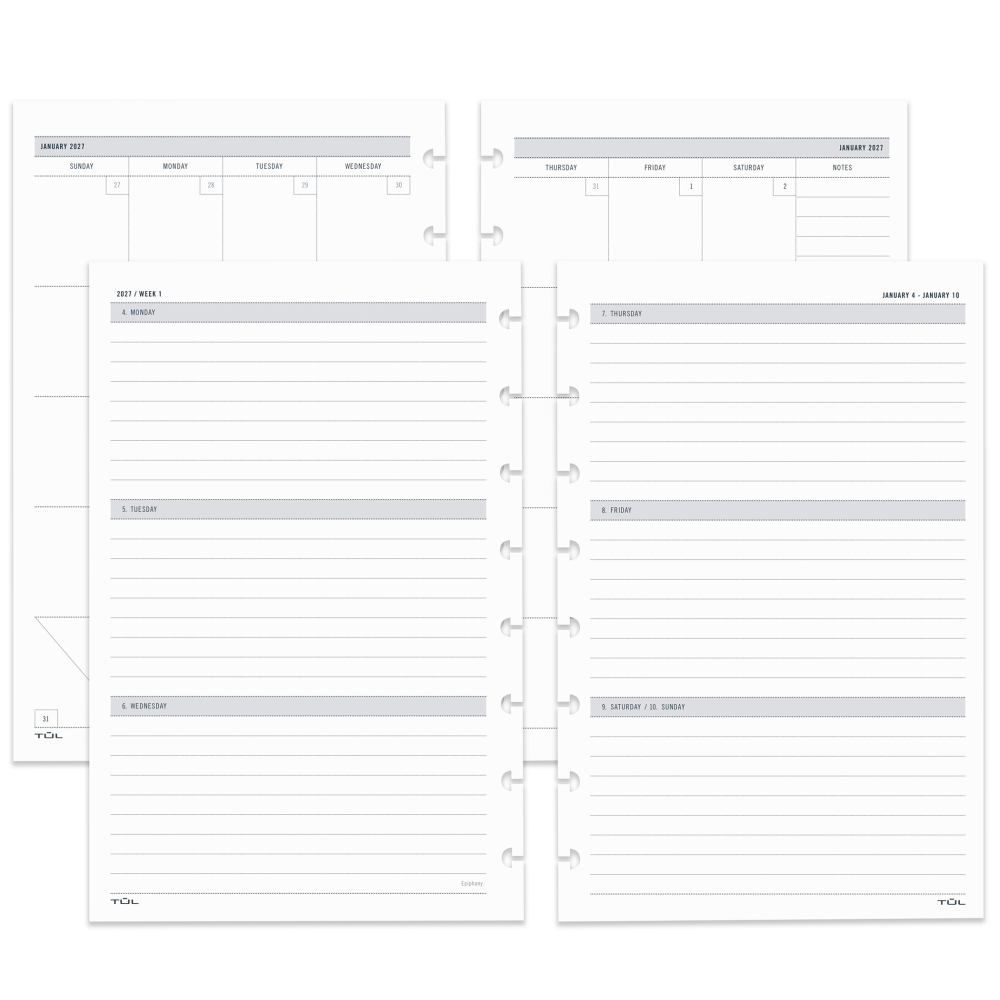 2027 TUL® Discbound Weekly/Monthly Planner Refill Pages, Junior