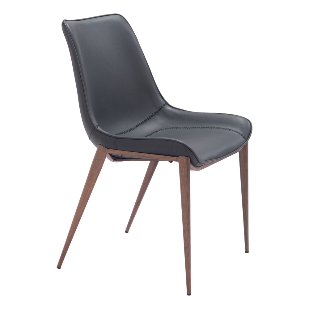 Zuo Magnus Dining Accent Chairs, Black/Walnut, Set Of