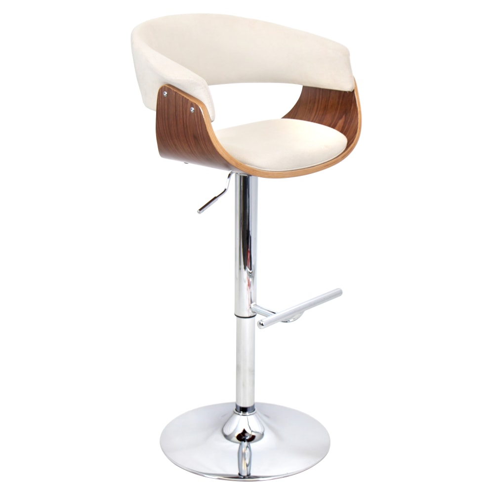 Lumisource Vintage Adjustable Bar Stool, Cream/Chrome/Walnut