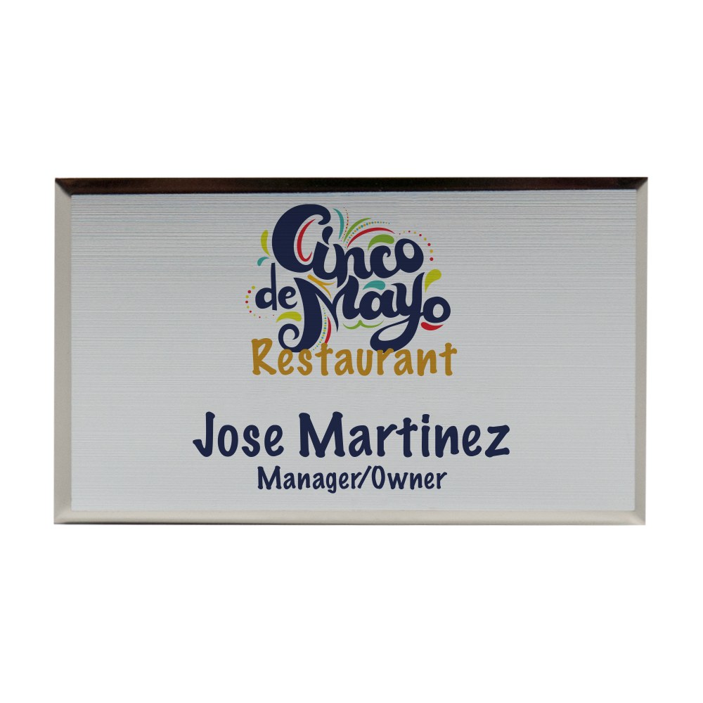 Custom Printed Full Color Metal Rectangle Name Badge/Tag,