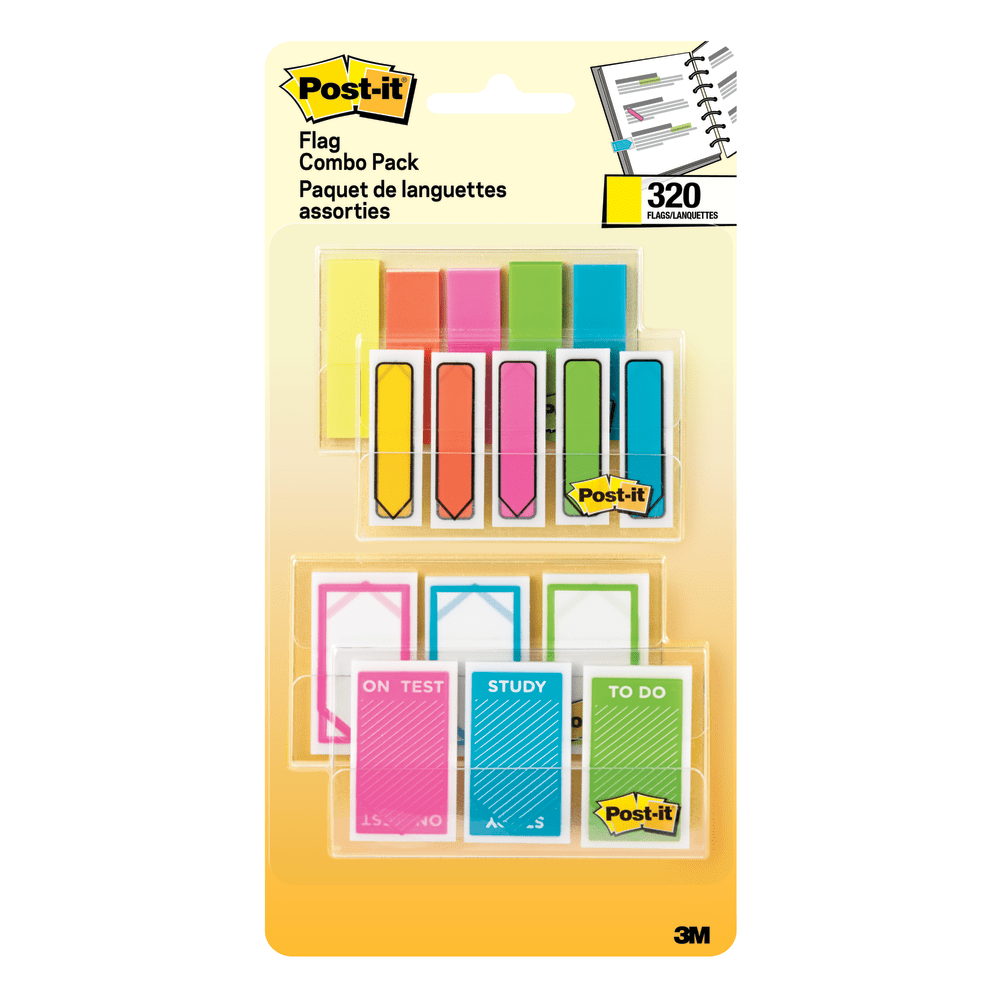 Post-it® Flag Combo Pack, 1/2" & 1", Assorted