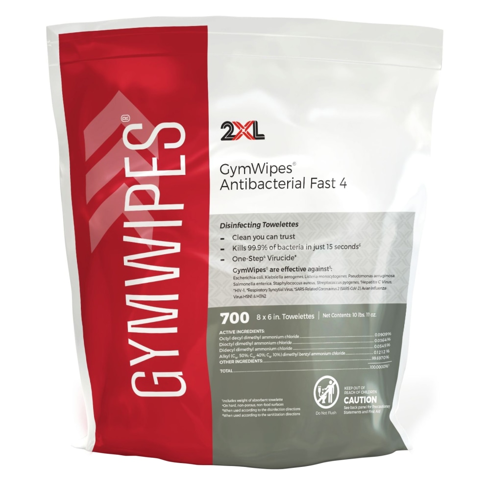 2XL GymWipes Antibacterial Towelettes Bucket Refill, 8” x