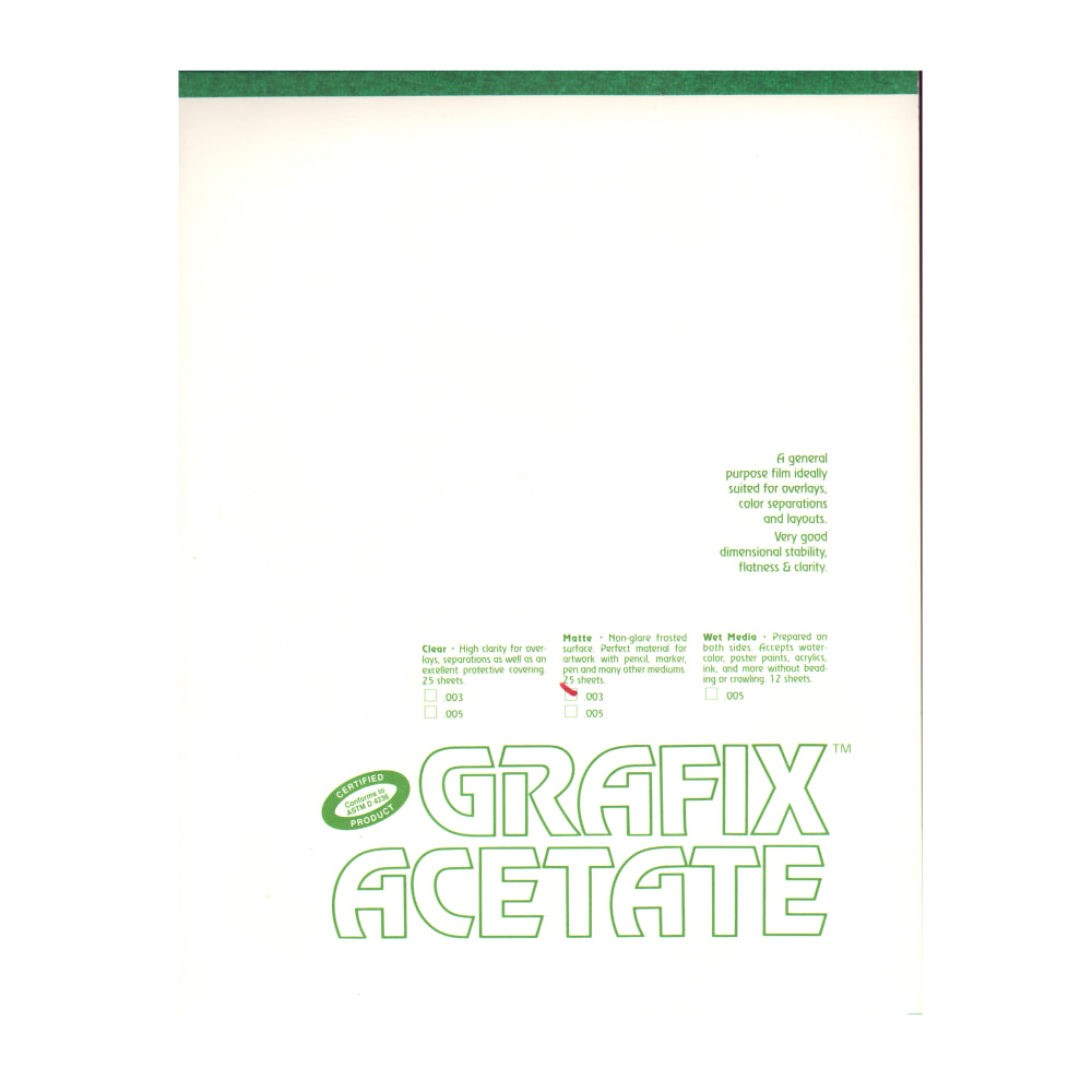 Grafix Matte Acetate Film Pad, 14" x 17",