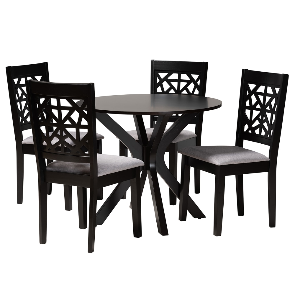 Baxton Studio Karel Wood 5-Piece Dining Set, Gray/Espresso