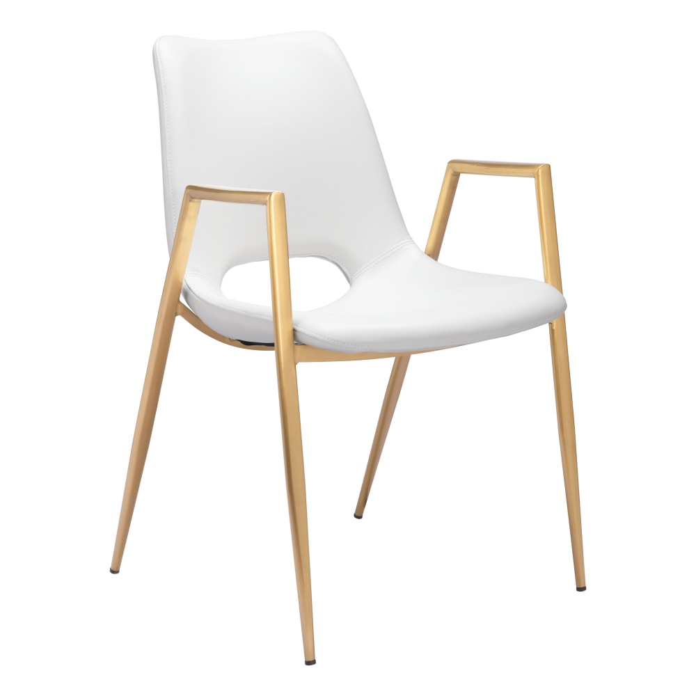 ZUO Desi Dining Chairs, White/Gold, Set Of 2