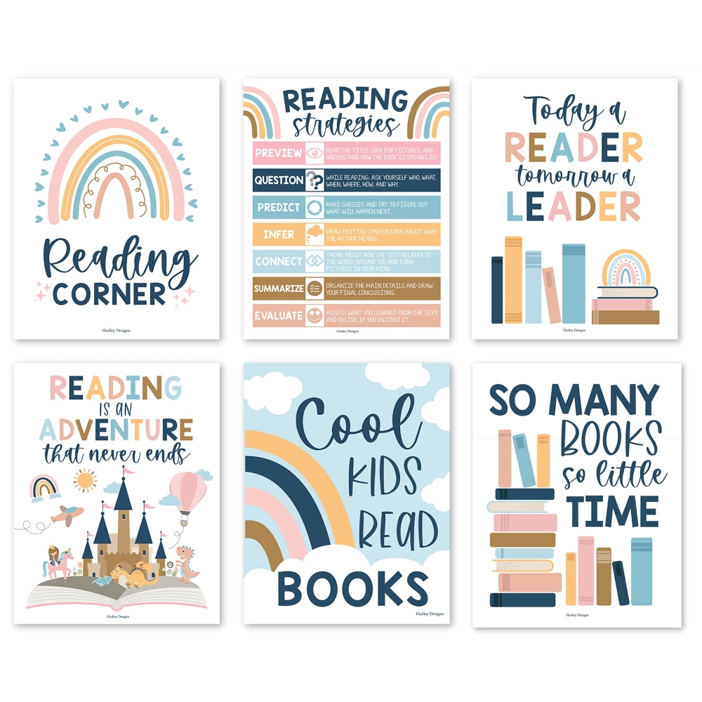 Hadley Designs Posters, Boho Reading, Set Of 6