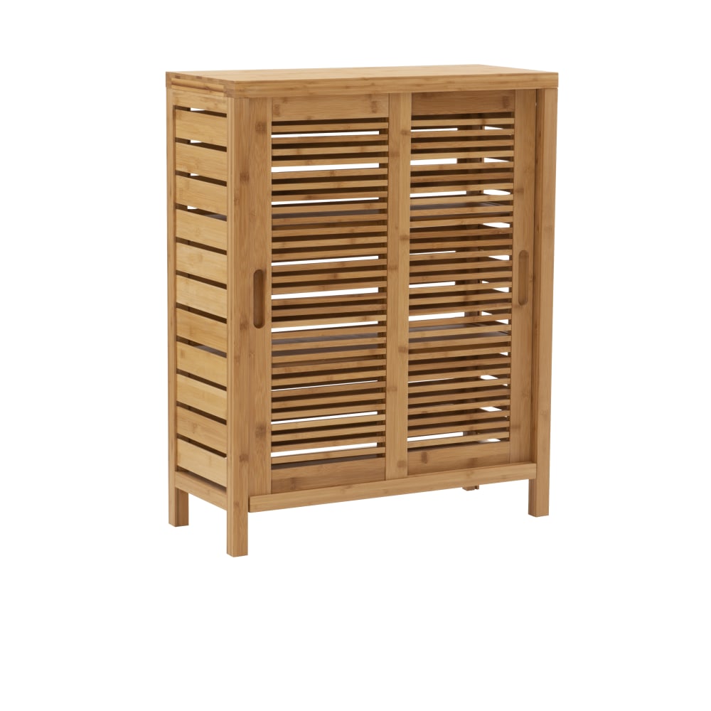 Linon Bullock 26"W Sliding Door Bamboo Cabinet, Natural