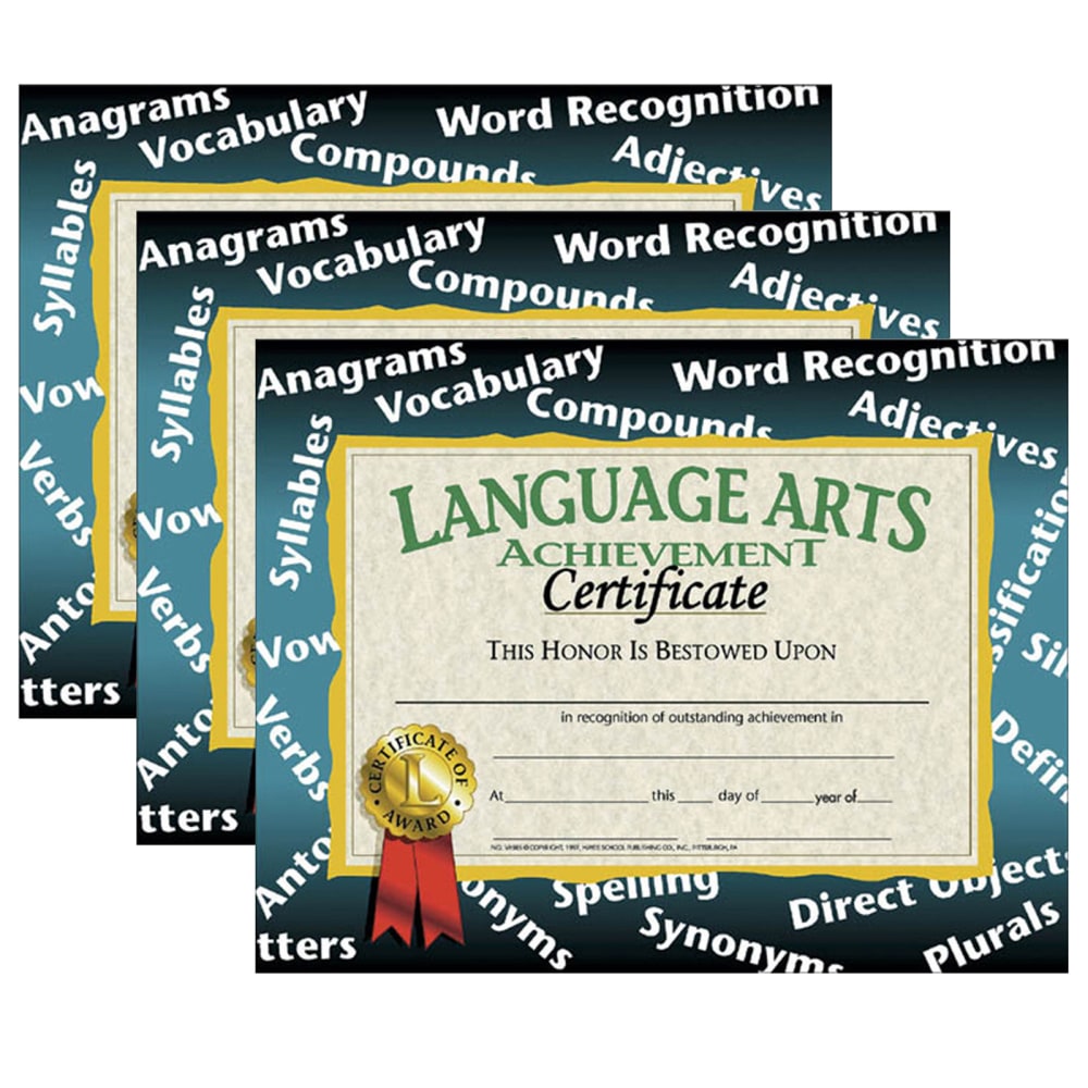 Hayes Publishing Language Arts Achievement Certificate, 30 Per