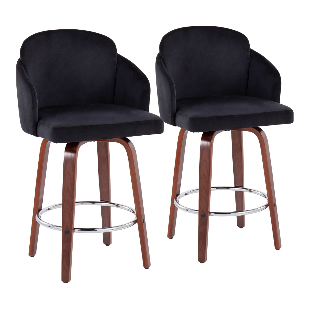 LumiSource Dahlia Counter Stools, Walnut/Black, Set Of 2