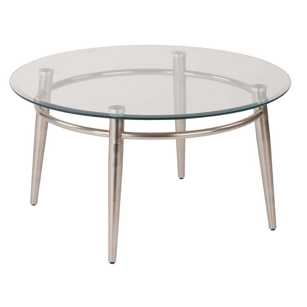 Ave Six Brooklyn Glass-Top Table With Metal Frame,