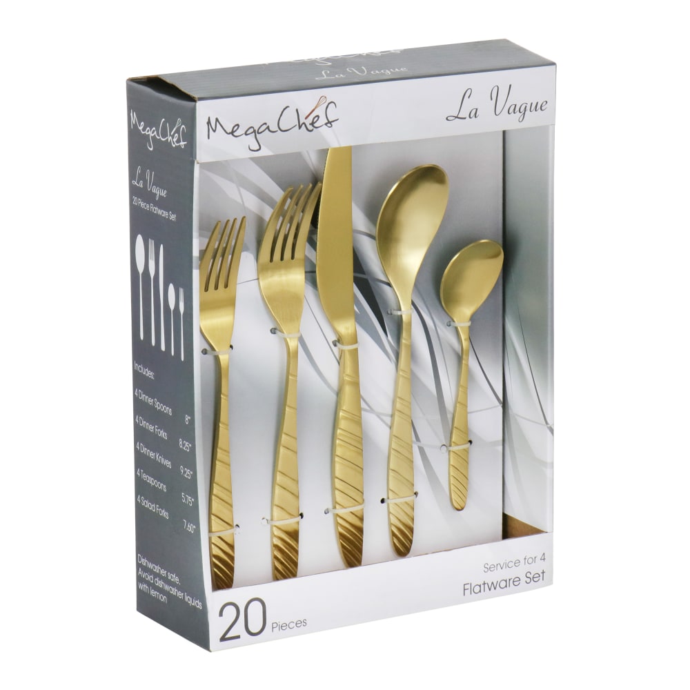 MegaChef La Vague 20-Piece Flatware Utensil Set, Matte