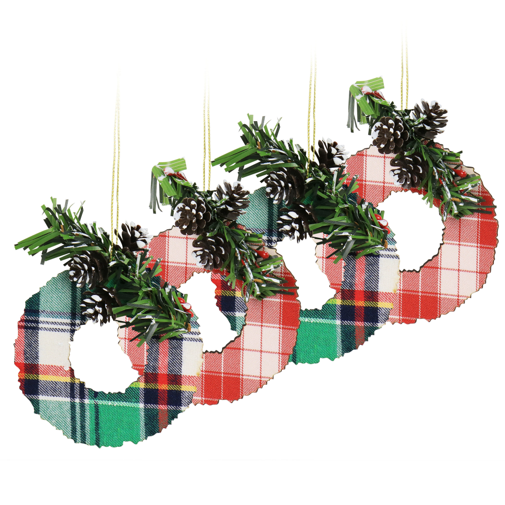 Martha Stewart Holiday Wreath Ornament Set, 4-3/4”H x
