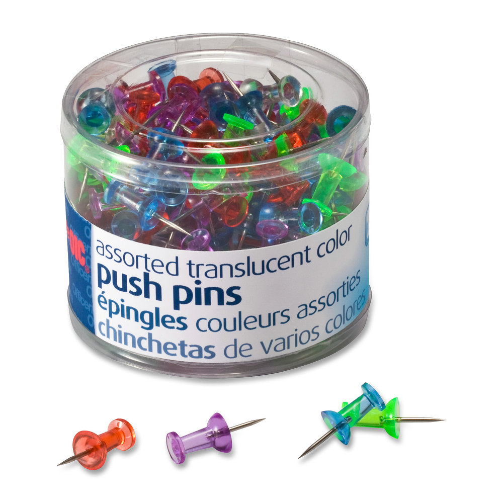 OIC® Translucent Pushpins, Assorted Colors, Pack Of 200