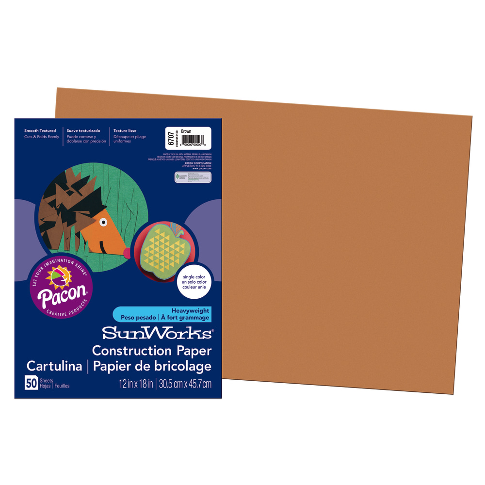 Prang® Construction Paper, 12" x 18", Brown, Pack