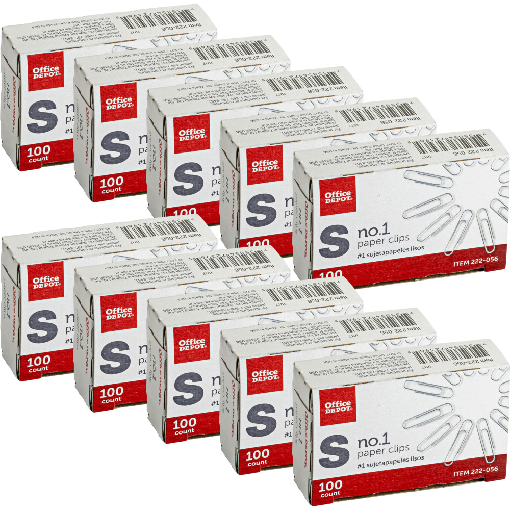 Office Depot® Brand Paper Clips, No. 1, Small,
