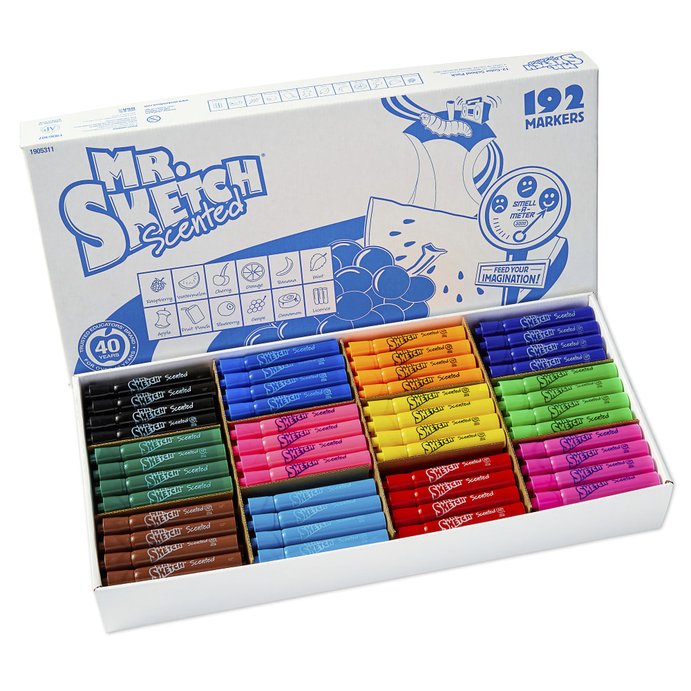 Mr. Sketch® Scented Markers, Class Pack, Assorted Colors,