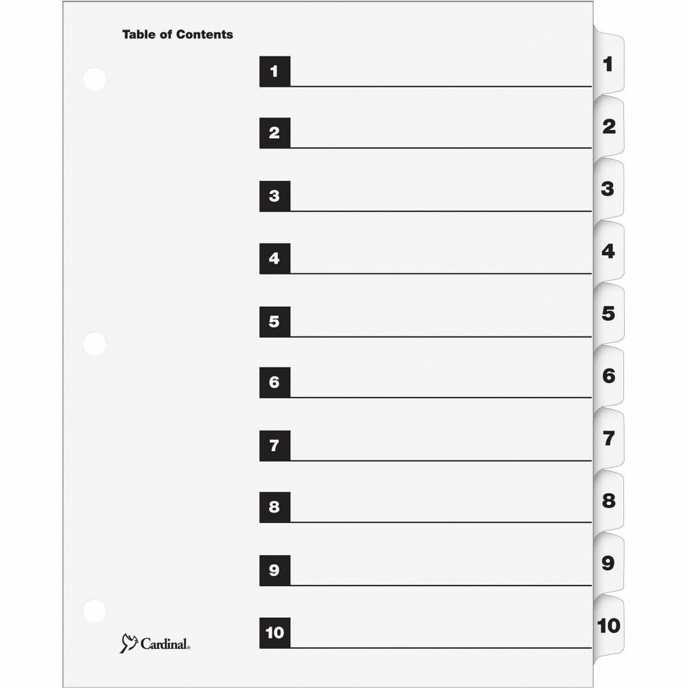 Cardinal® OneStep® Index System, 1-10 Tab, Clear