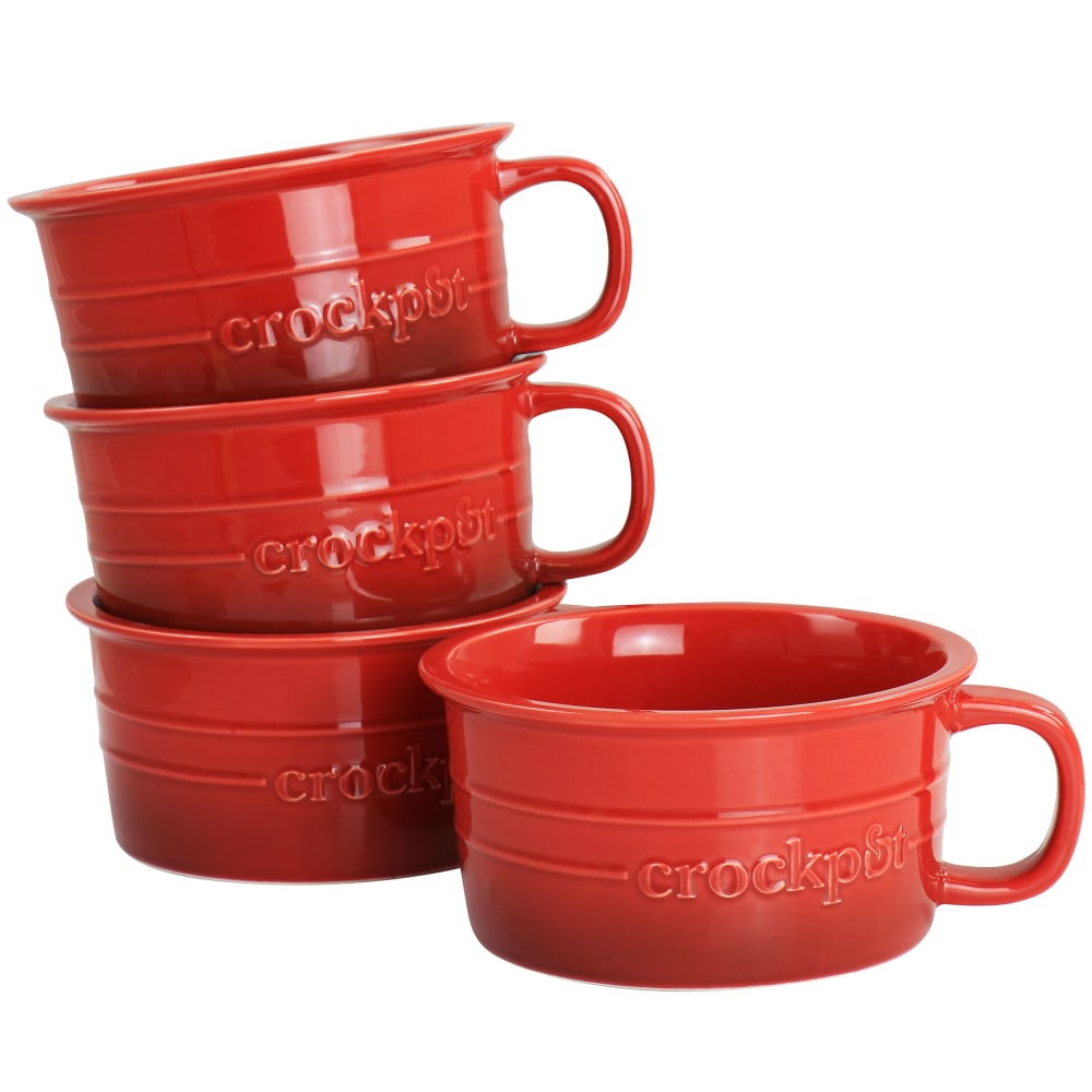 Crock Pot Appleton Stoneware 4-Piece Soup Mug Set,