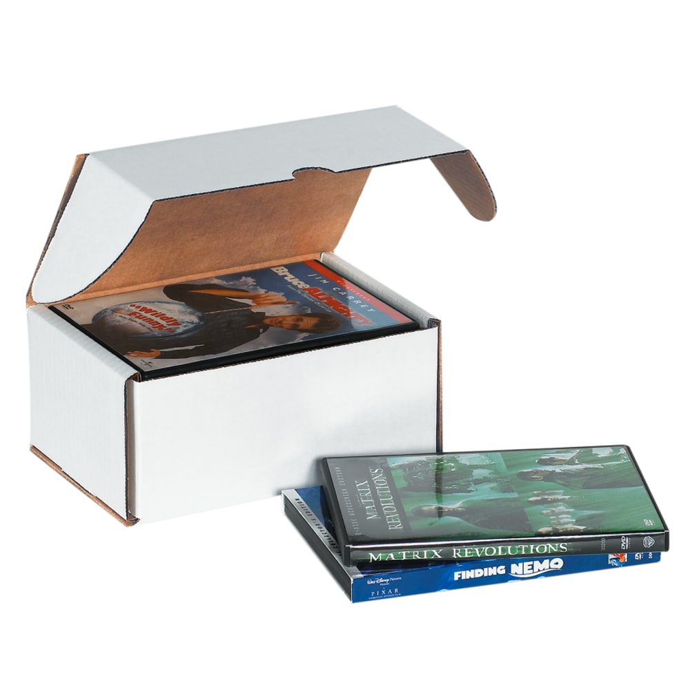 Partners Brand White Corrugated DVD Mailers, 7 5/8"