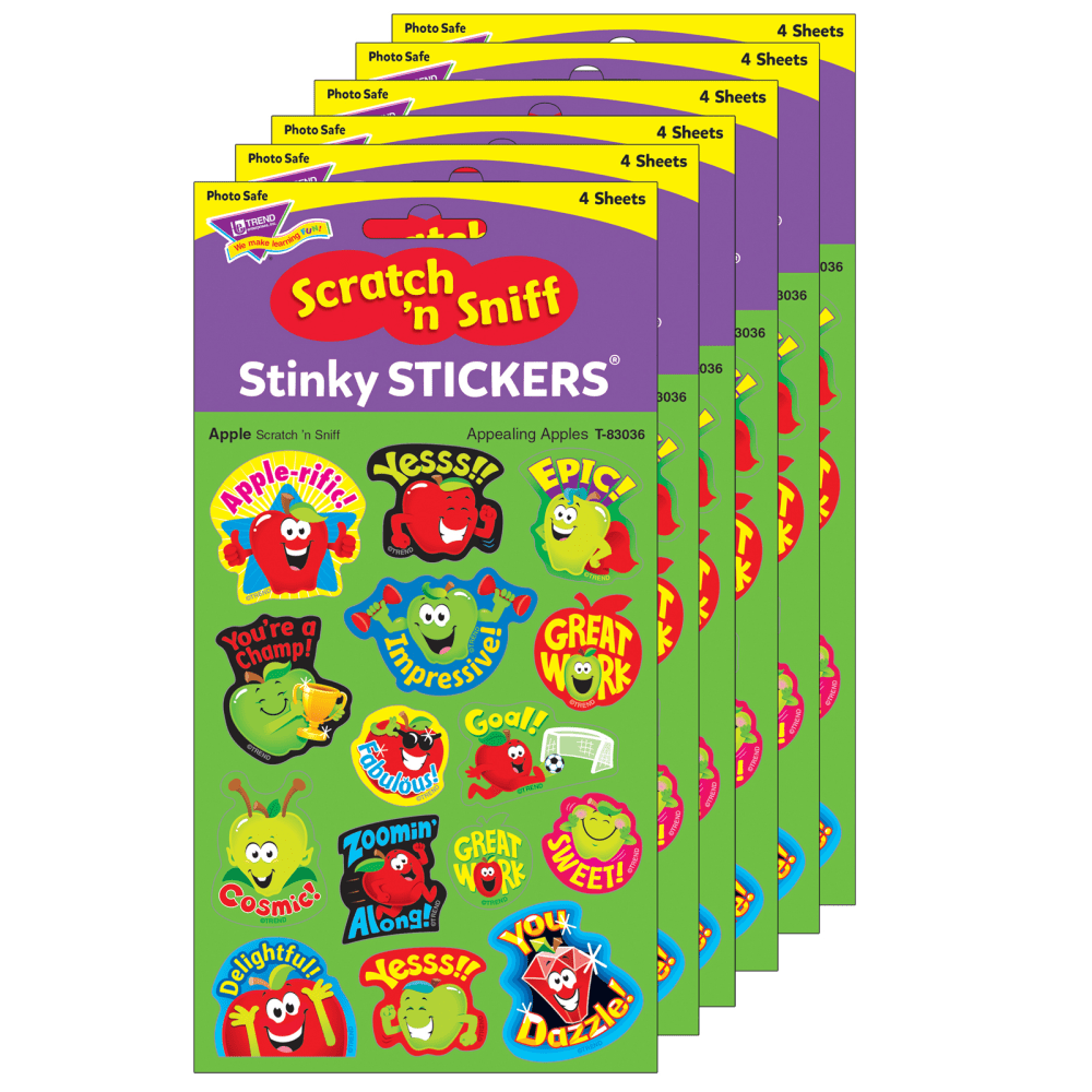 Trend Stinky Stickers, Mixed Shapes/Apple, 60 Stickers Per