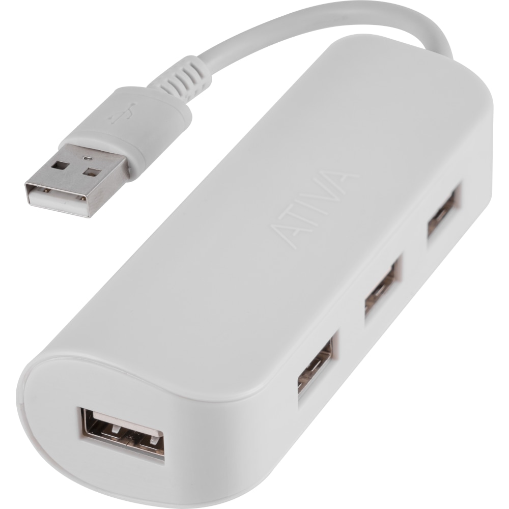 Ativa® 4-Port USB 2.0 Hub, 8.1"H x 3"W