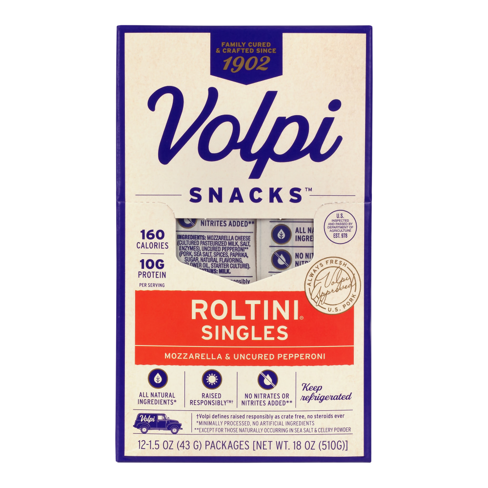 Volpi Roltini Singles, Uncured Pepperoni And Mozzarella, 1.5