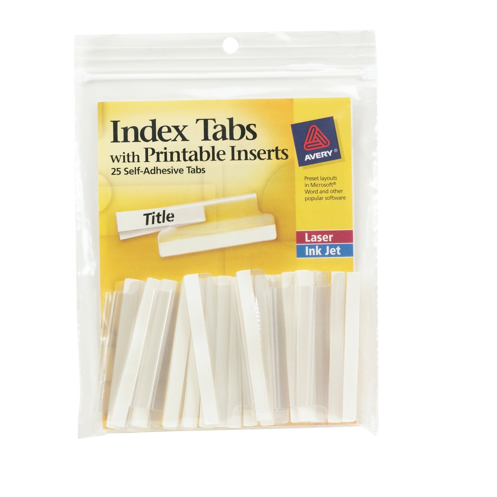 Avery® Insertable Self-Adhesive Index Tabs With Printable