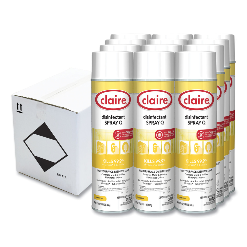 Claire® Spray Q Disinfectant, Lemon Scent, 17 oz