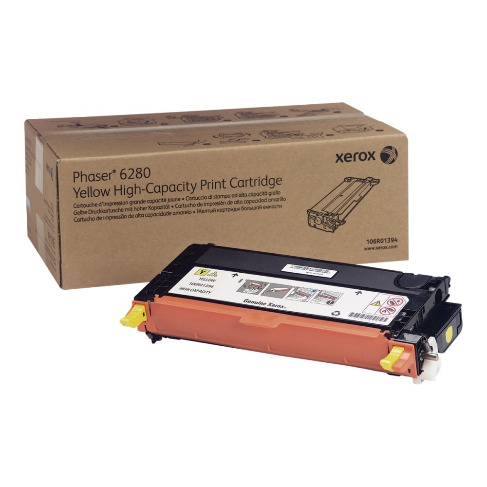 Xerox® 6280 Yellow High Yield Toner Cartridge, 106R01394