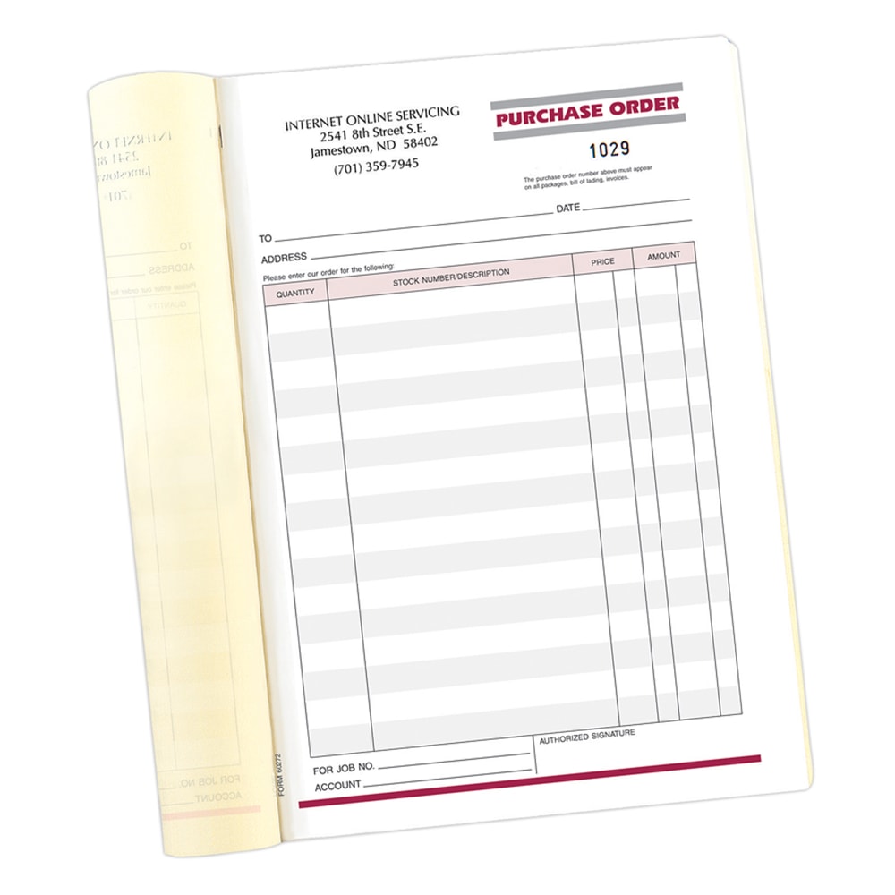 Custom Carbonless Business Forms, Pre-Formatted, Purchase Order