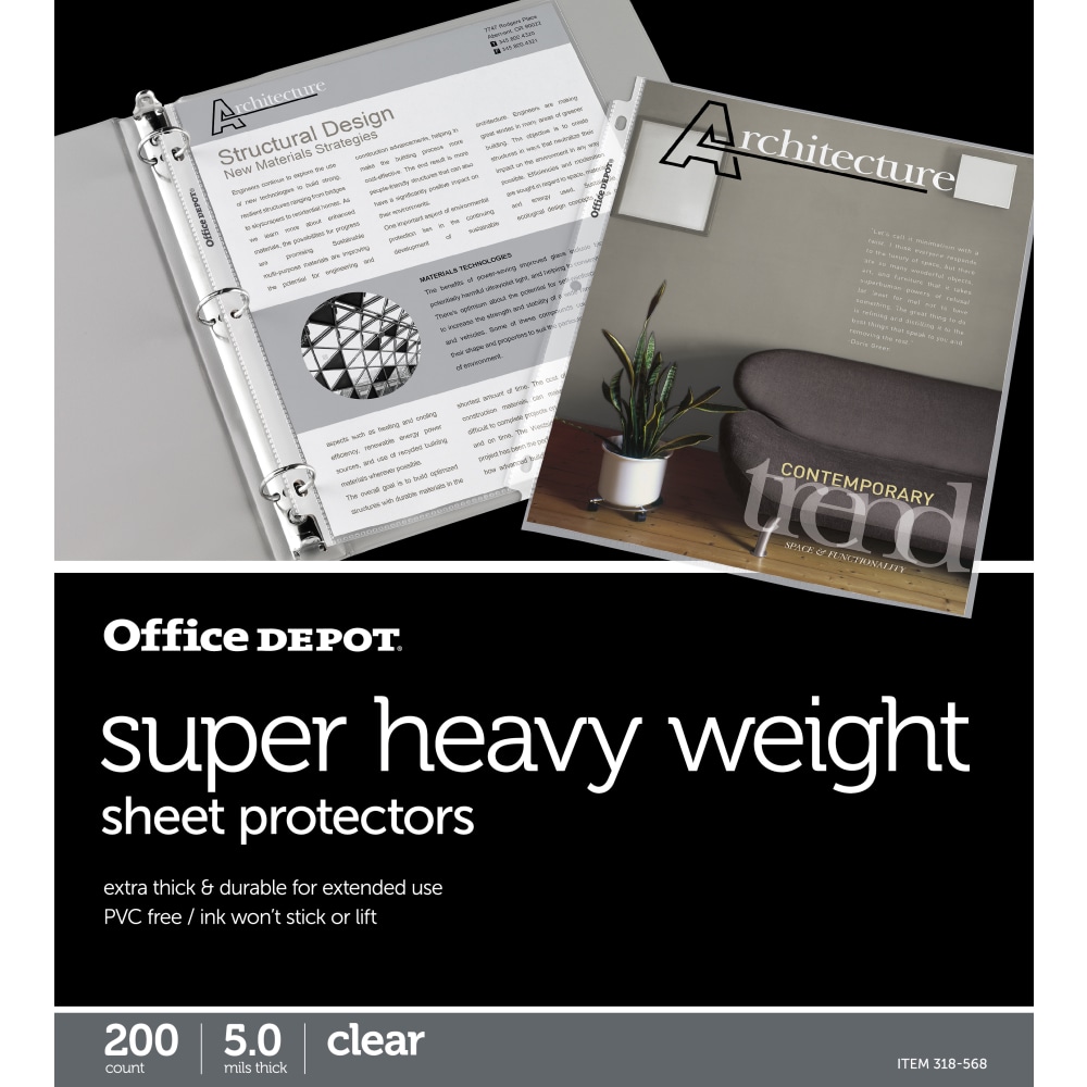 Office Depot® Brand Super Heavyweight Sheet Protectors,