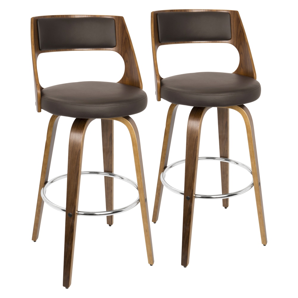 LumiSource Cecina Bar Stools, Walnut/Brown, Set Of 2