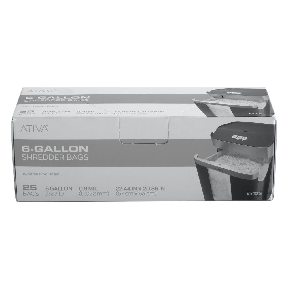 Ativa™ 0.9-mil Shredder Bags, 6 Gallons, Clear, Box