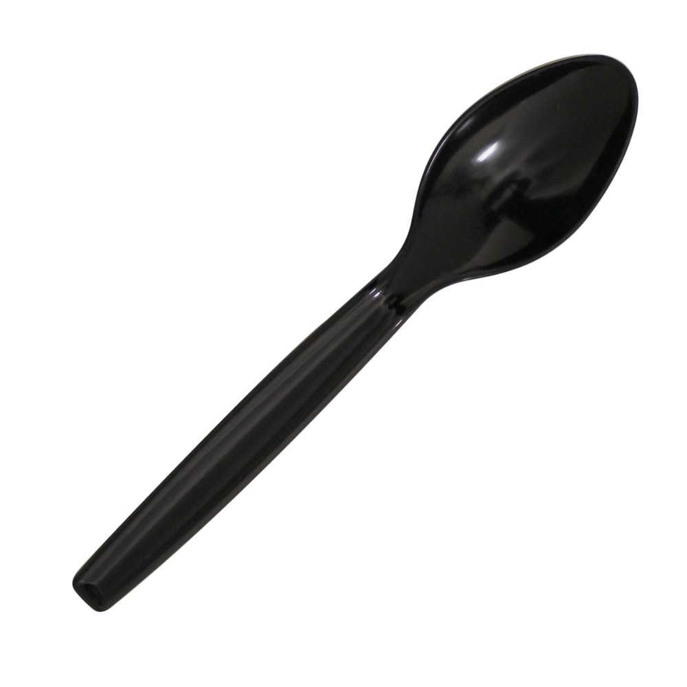 Highmark® Plastic Utensils, Full-Size Spoons, Black, Box Of