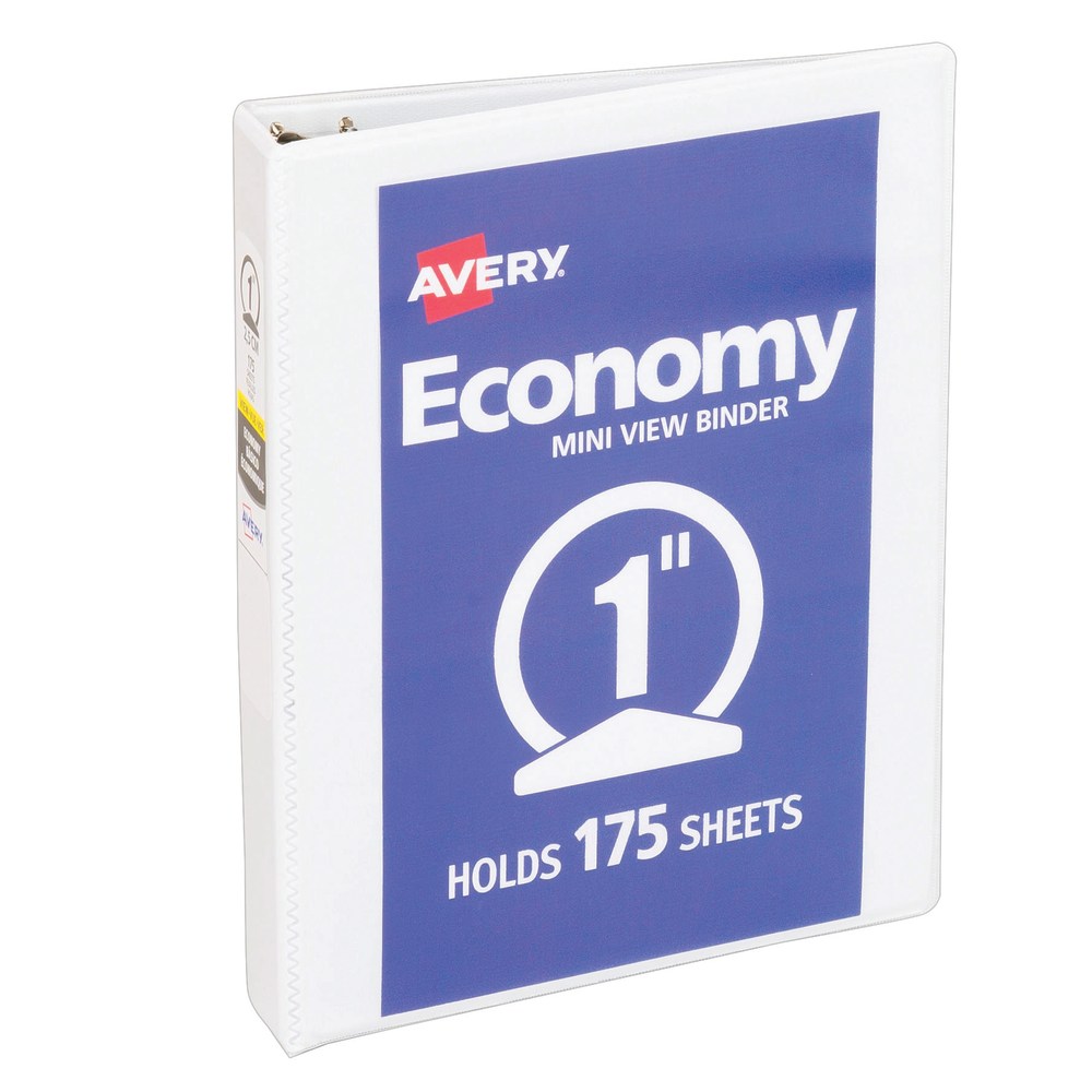 Avery® Economy 3-Ring Binder, 1" Round Rings, White