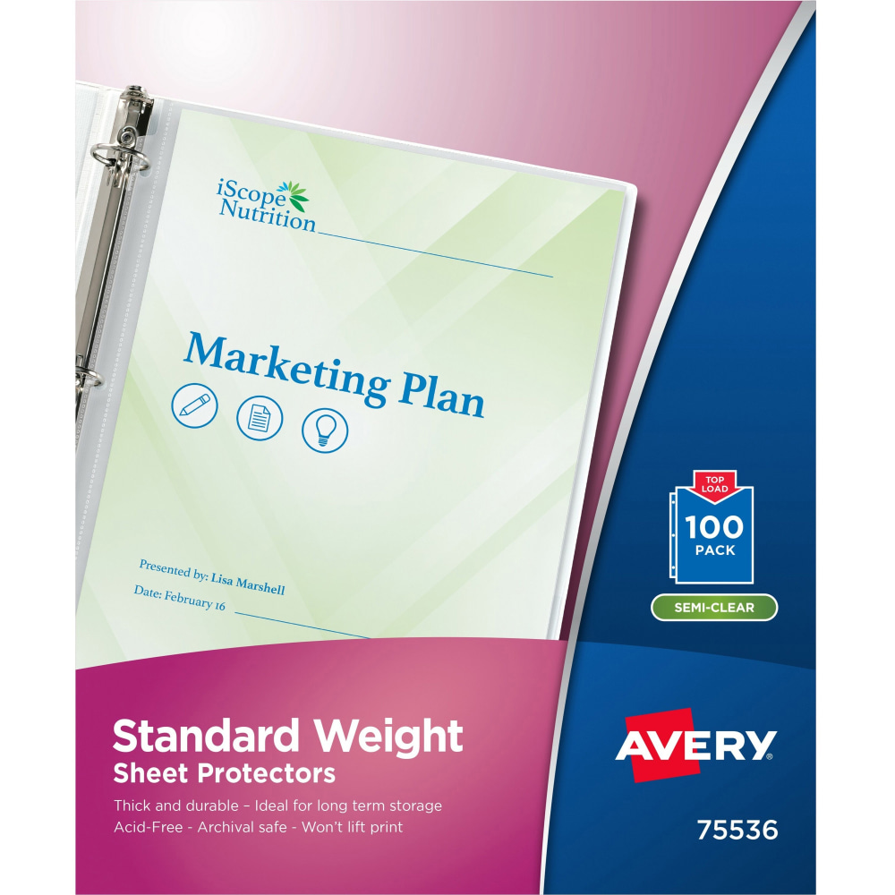 Avery® Top-Loading Nonstick Sheet Protectors, Standard, Box Of