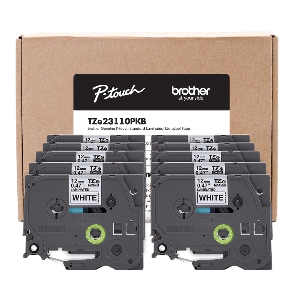 Brother P-Touch Label Maker Tape, Black/White, Pack Of